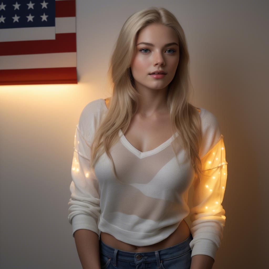 A stunning image of american model with soft lighting.