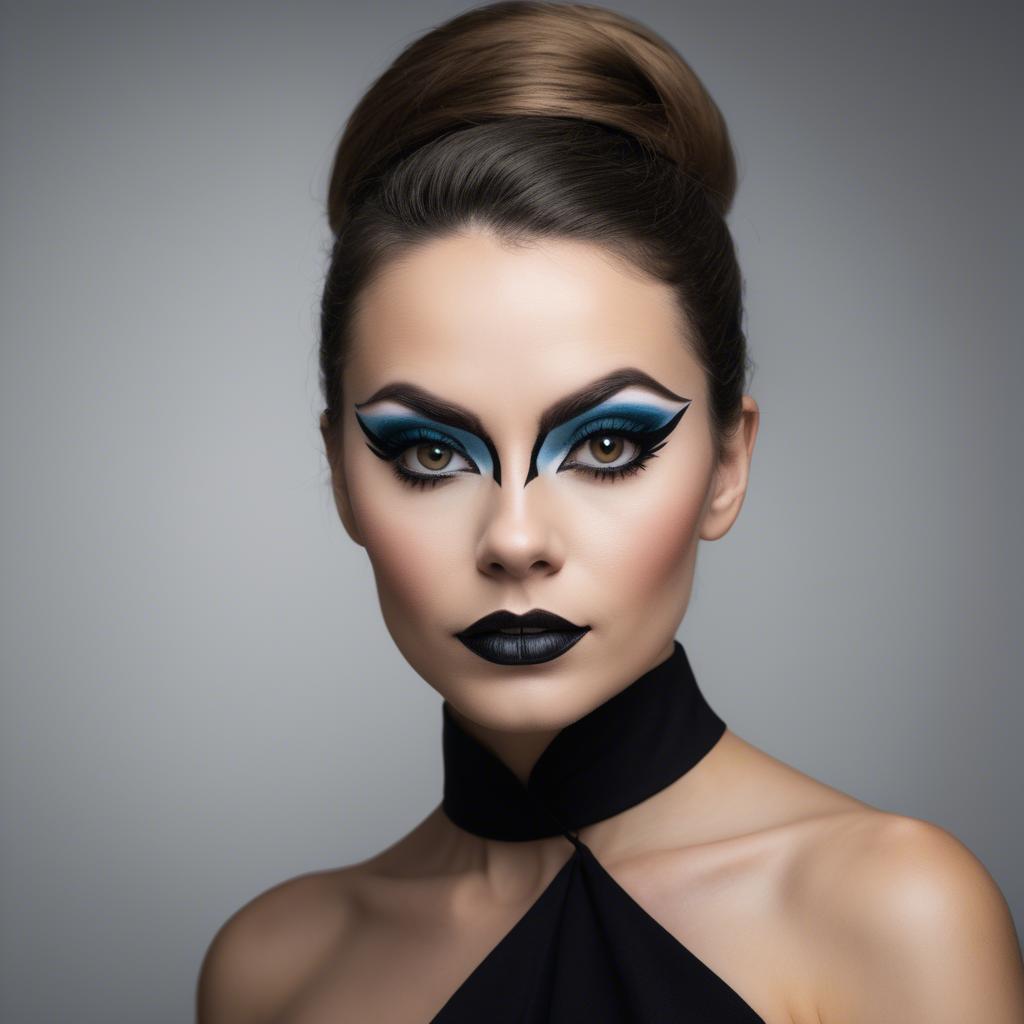 A stunning image of artistic portrait of a woman with bold eyeliner.