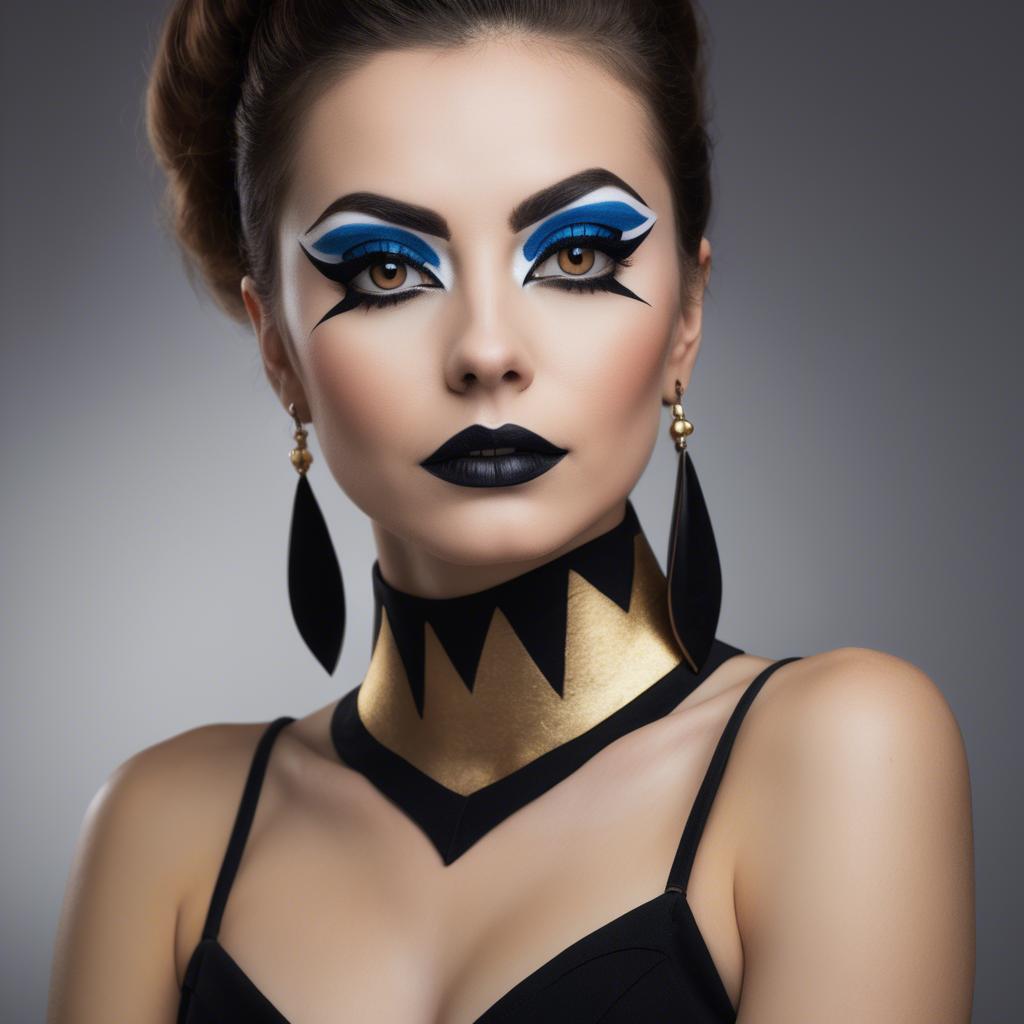 A stunning image of artistic portrait of a woman with bold eyeliner.