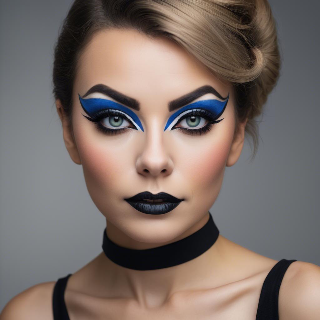 A stunning image of artistic portrait of a woman with bold eyeliner.