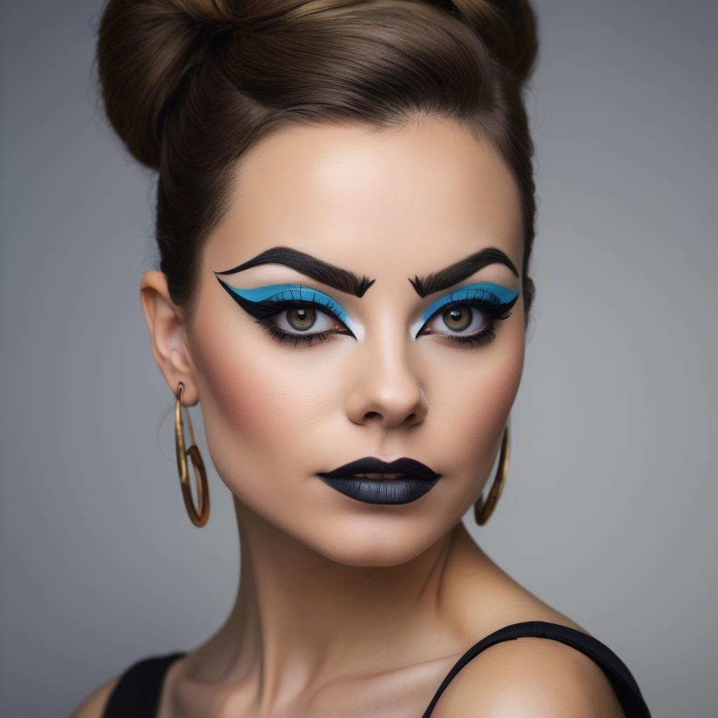 A stunning image of artistic portrait of a woman with bold eyeliner.