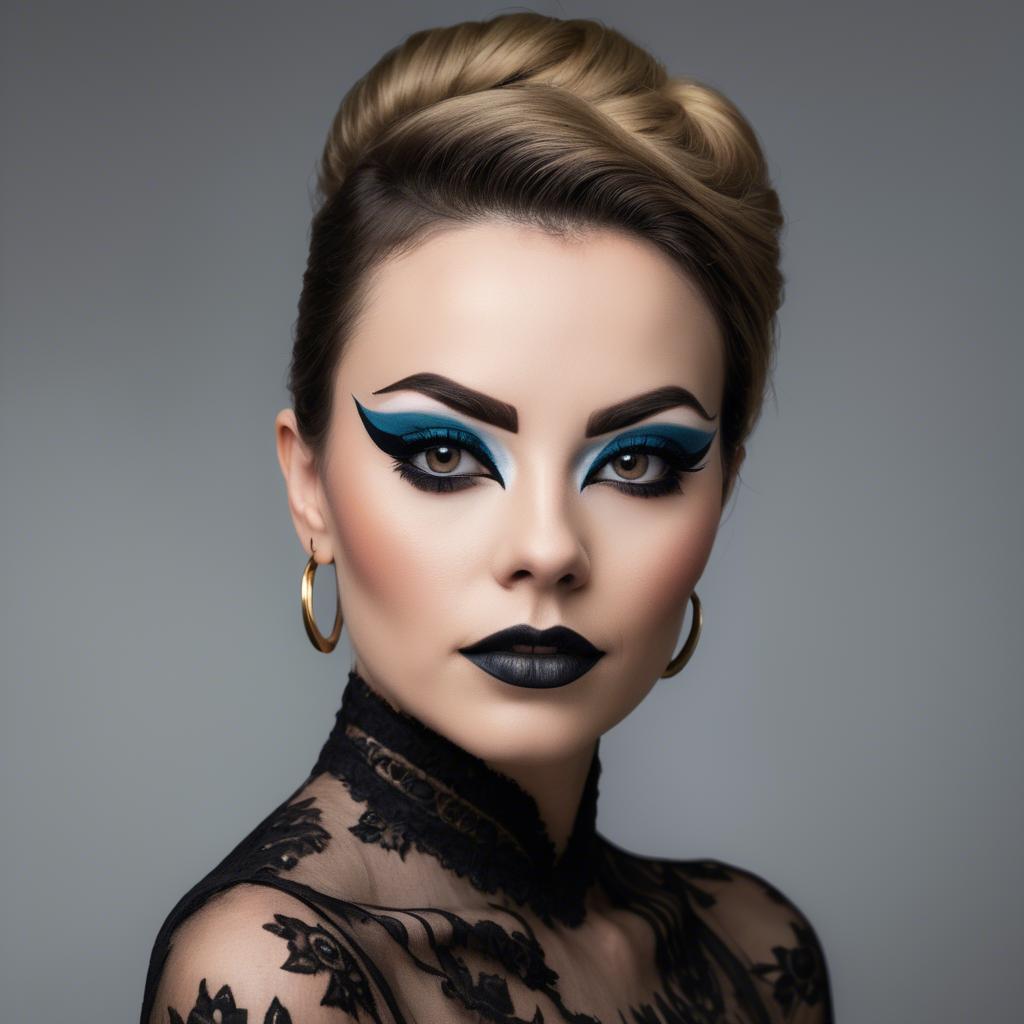 A stunning image of artistic portrait of a woman with bold eyeliner.