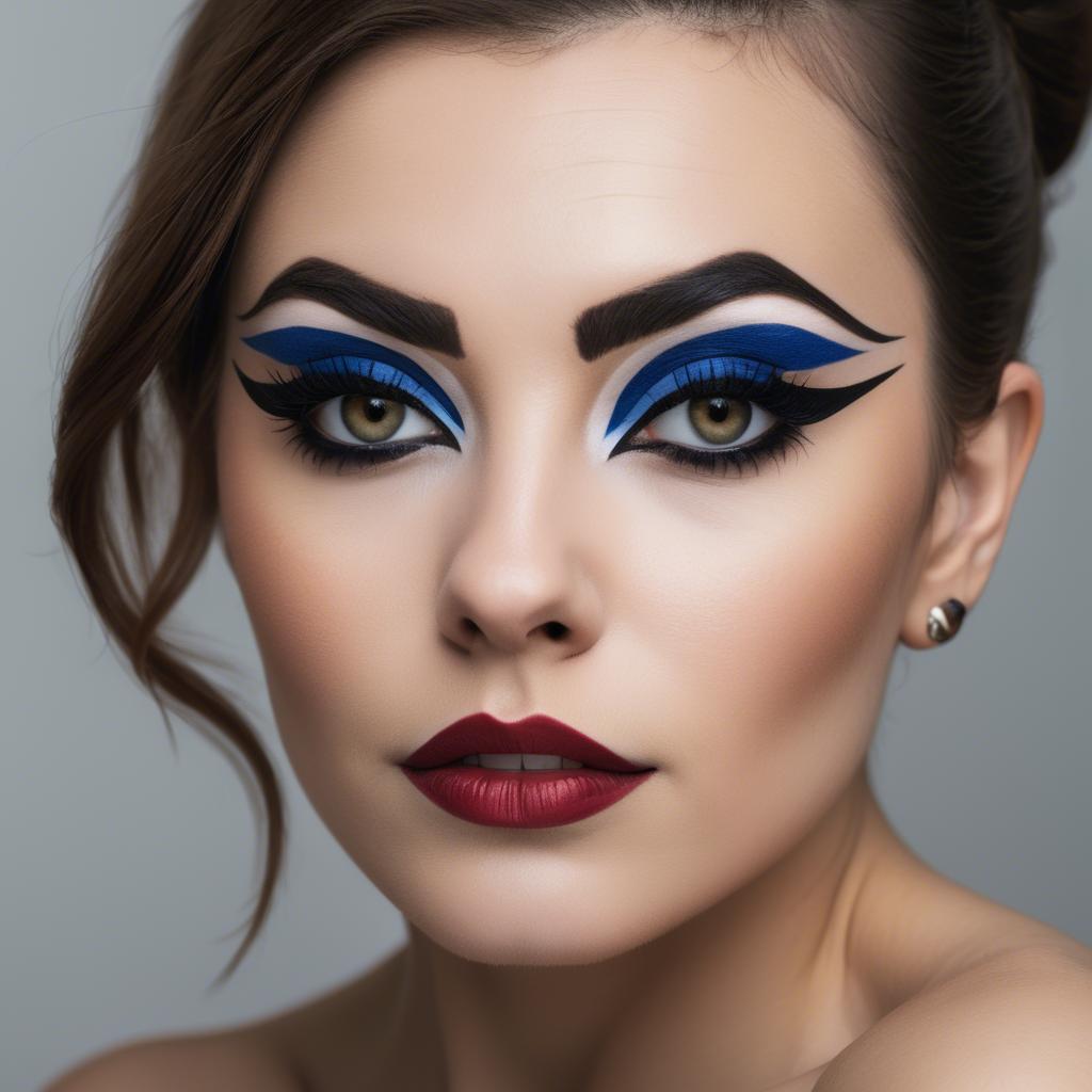 A stunning image of artistic portrait of a woman with bold eyeliner.