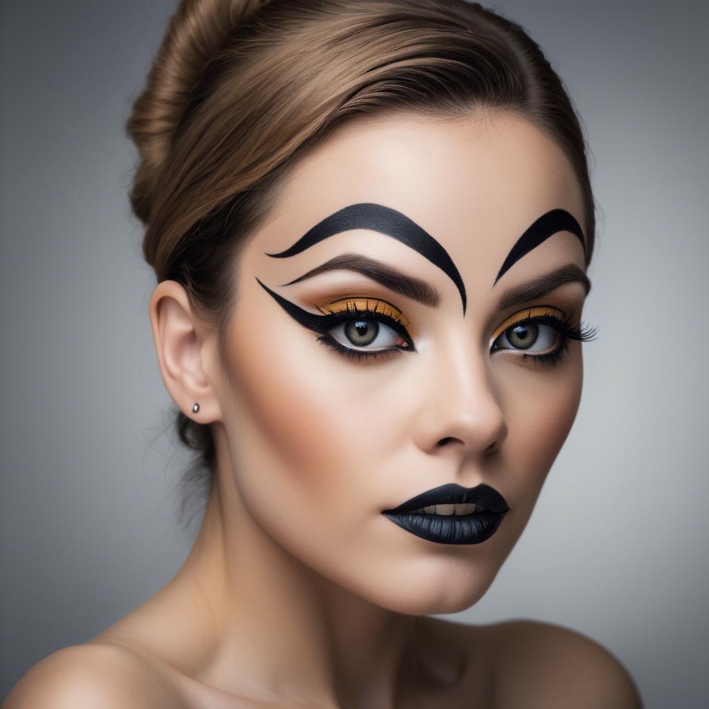 A stunning image of artistic portrait of a woman with bold eyeliner.