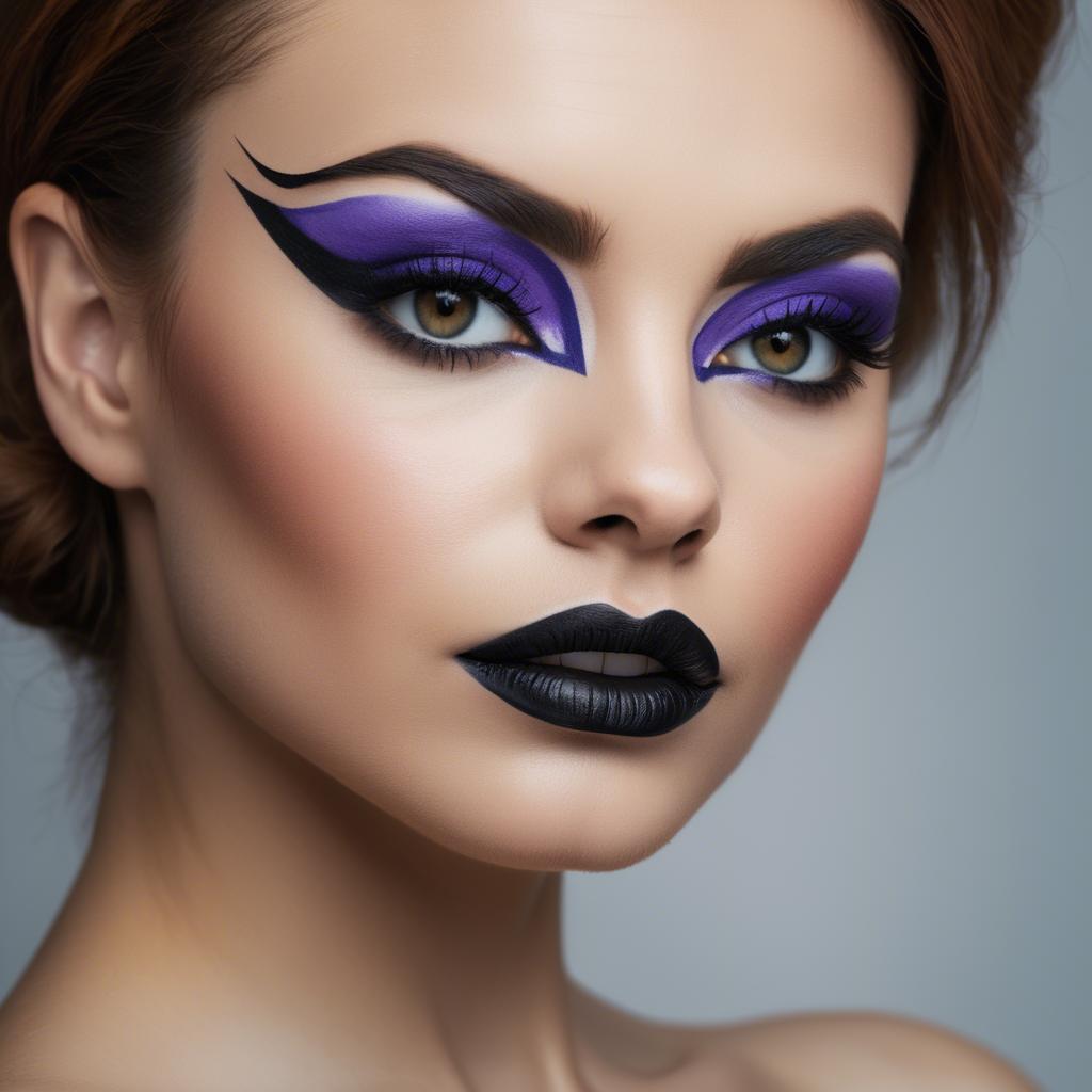 A stunning image of artistic portrait of a woman with bold eyeliner.