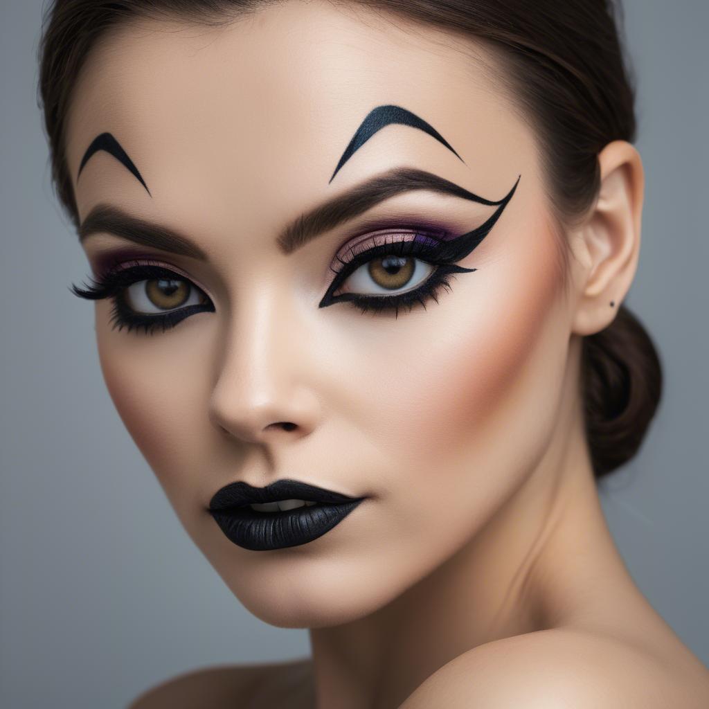 A stunning image of artistic portrait of a woman with bold eyeliner.