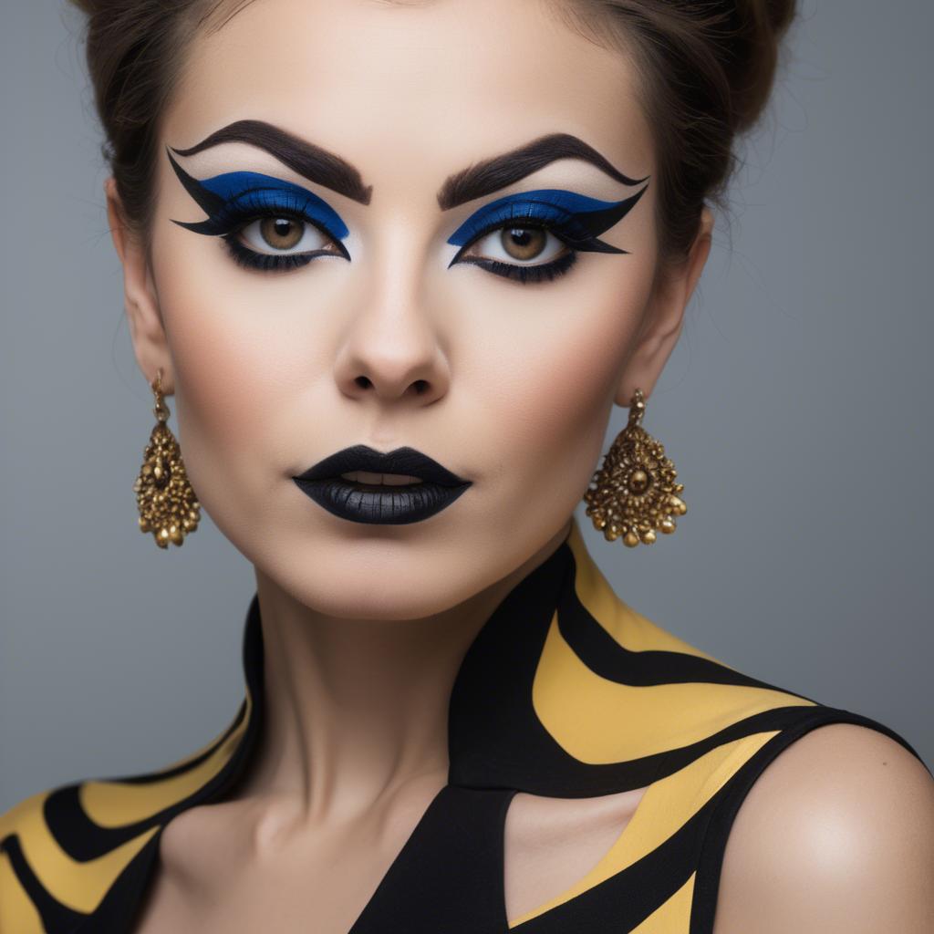 A stunning image of artistic portrait of a woman with bold eyeliner.