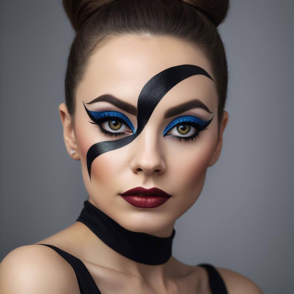 A stunning image of artistic portrait of a woman with bold eyeliner.
