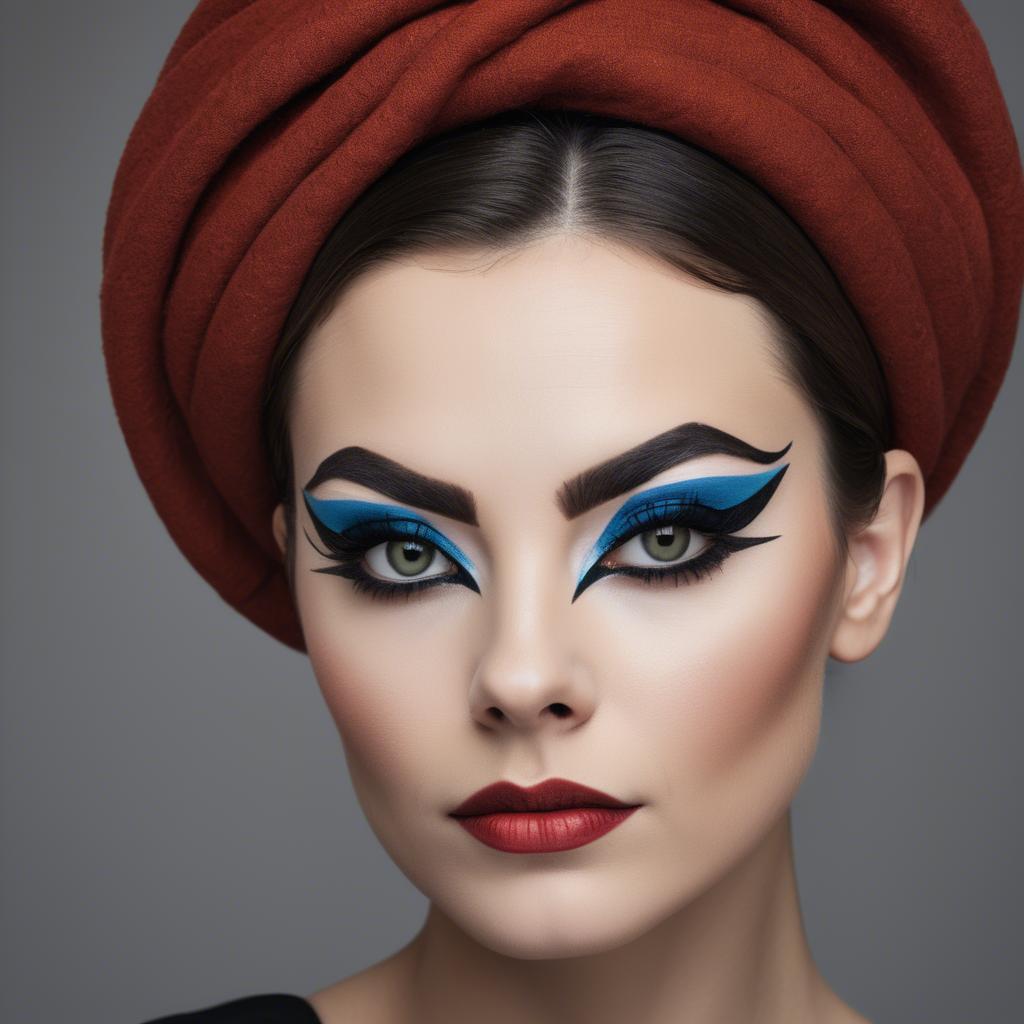 A stunning image of artistic portrait of a woman with bold eyeliner.
