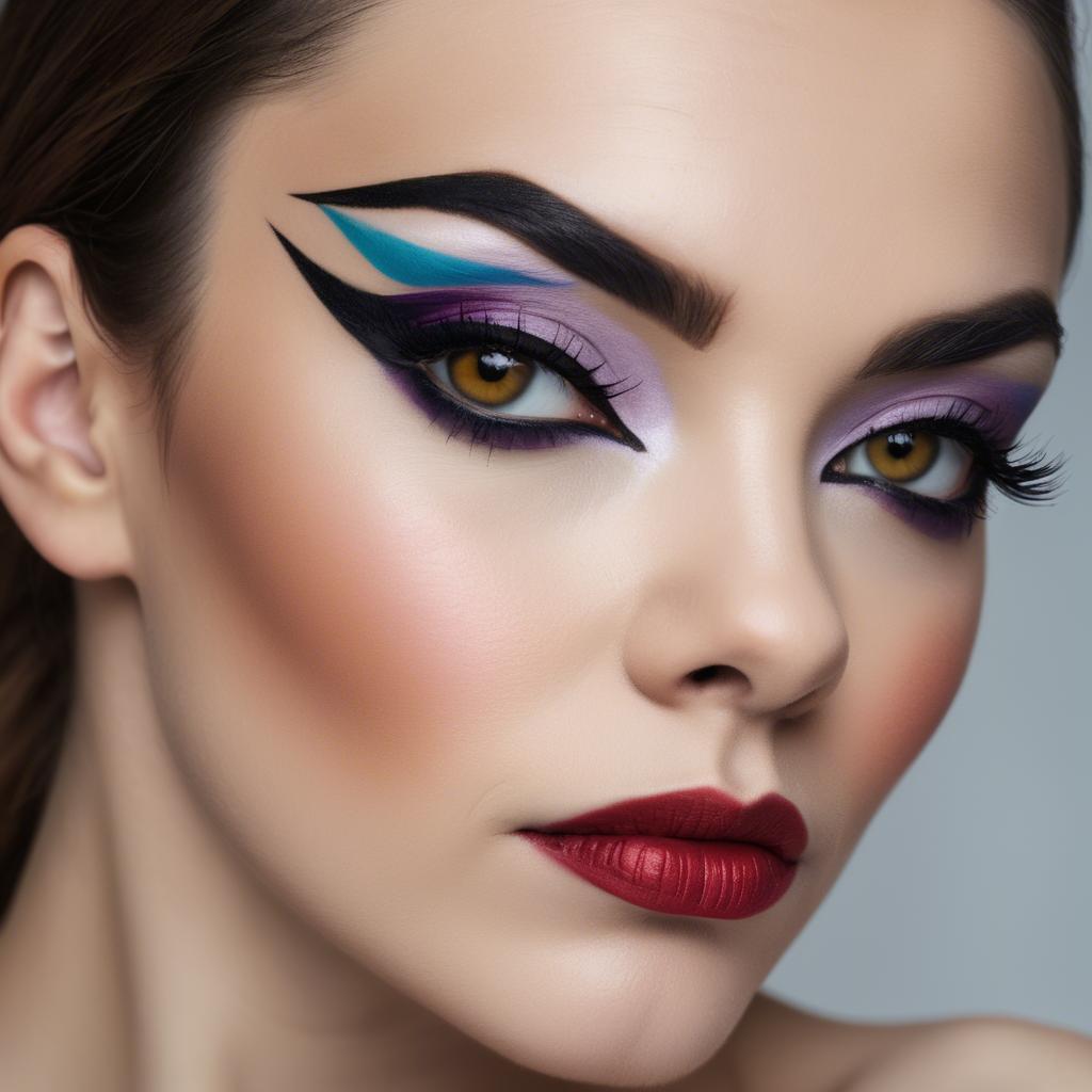 A stunning image of artistic portrait of a woman with bold eyeliner.