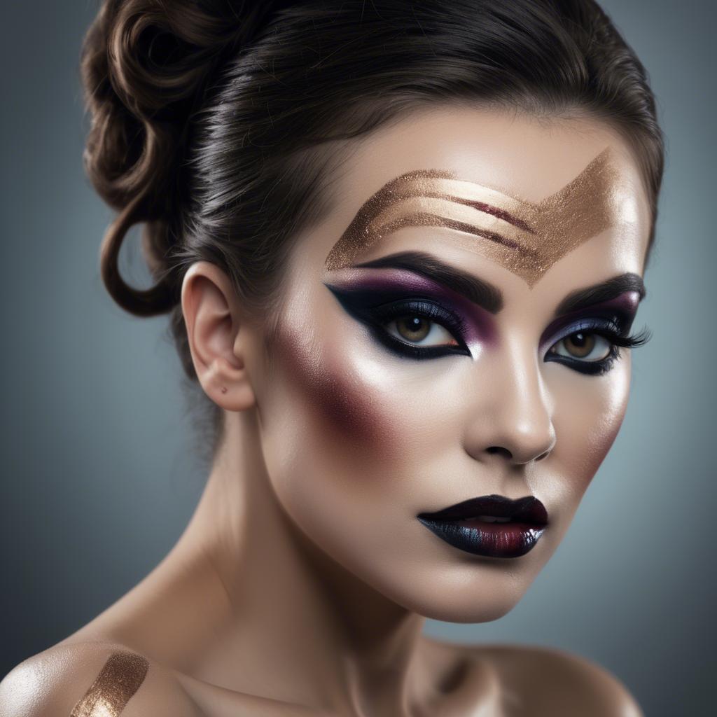 A stunning image of artistic portrait of a woman with dramatic makeup.