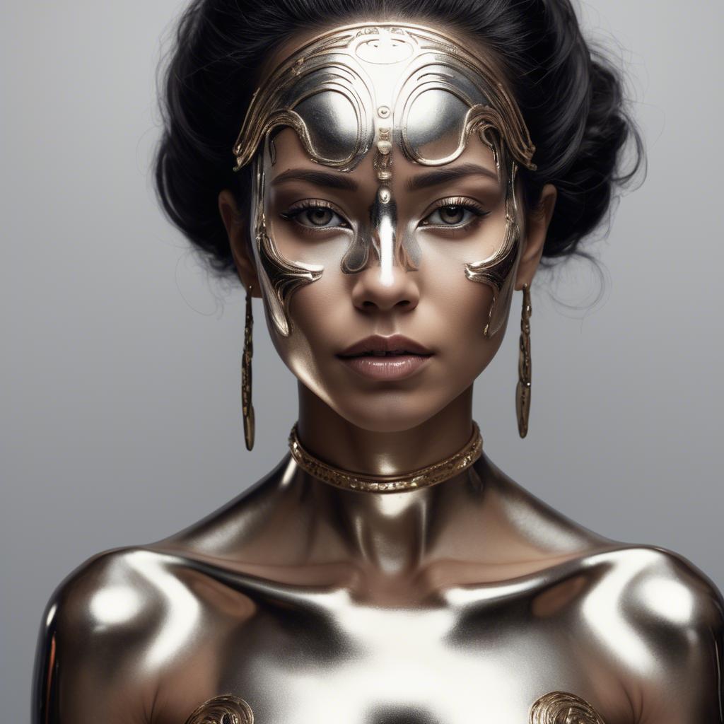 A stunning image of artistic portrait of a woman with metallic accents.