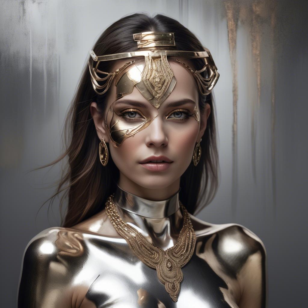 A stunning image of artistic portrait of a woman with metallic accents.