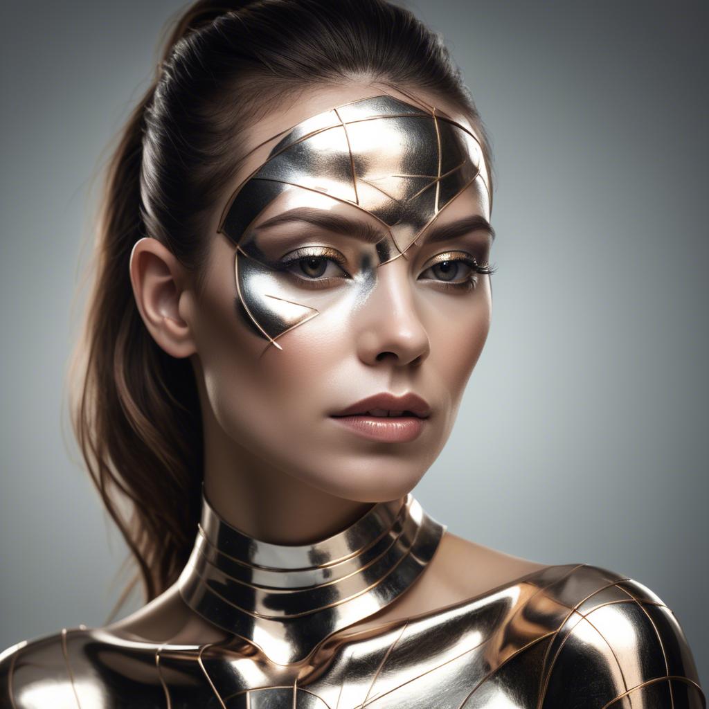 A stunning image of artistic portrait of a woman with metallic accents.