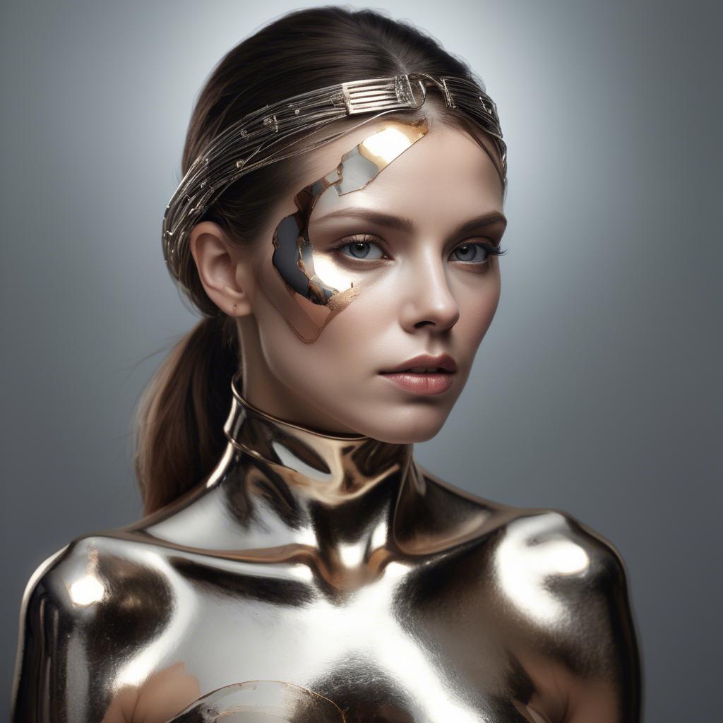 A stunning image of artistic portrait of a woman with metallic accents.