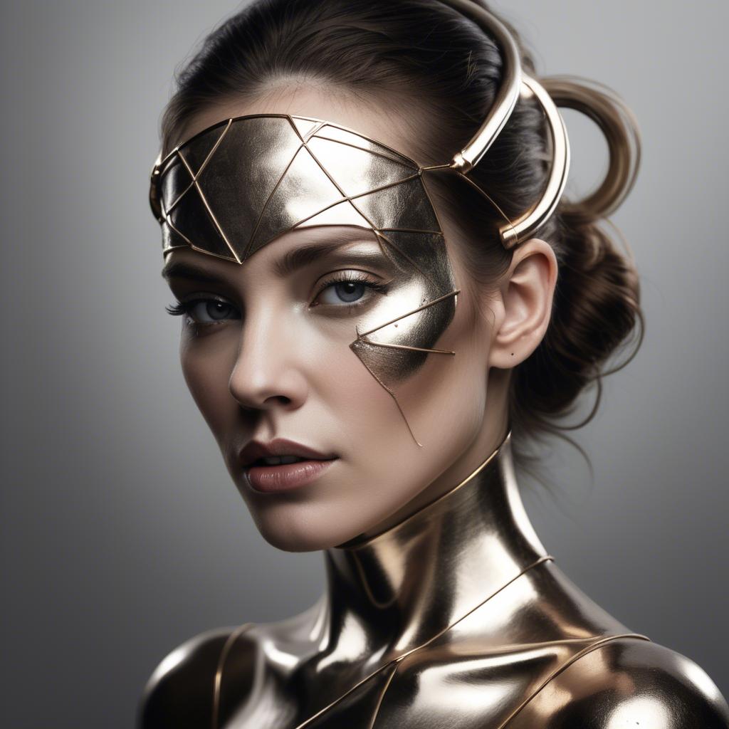 A stunning image of artistic portrait of a woman with metallic accents.