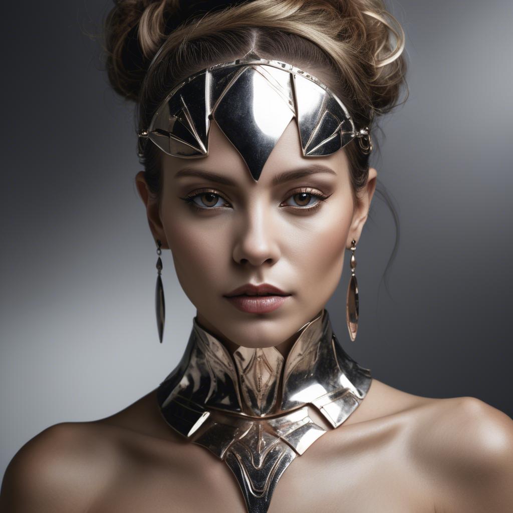 A stunning image of artistic portrait of a woman with metallic accents.