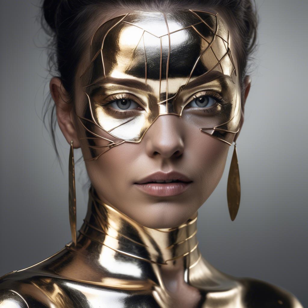 A stunning image of artistic portrait of a woman with metallic accents.