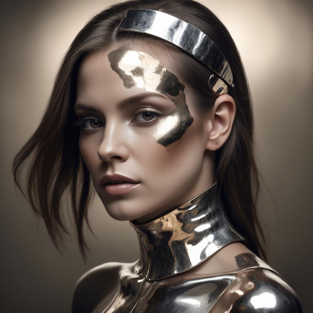 A stunning image of artistic portrait of a woman with metallic accents.
