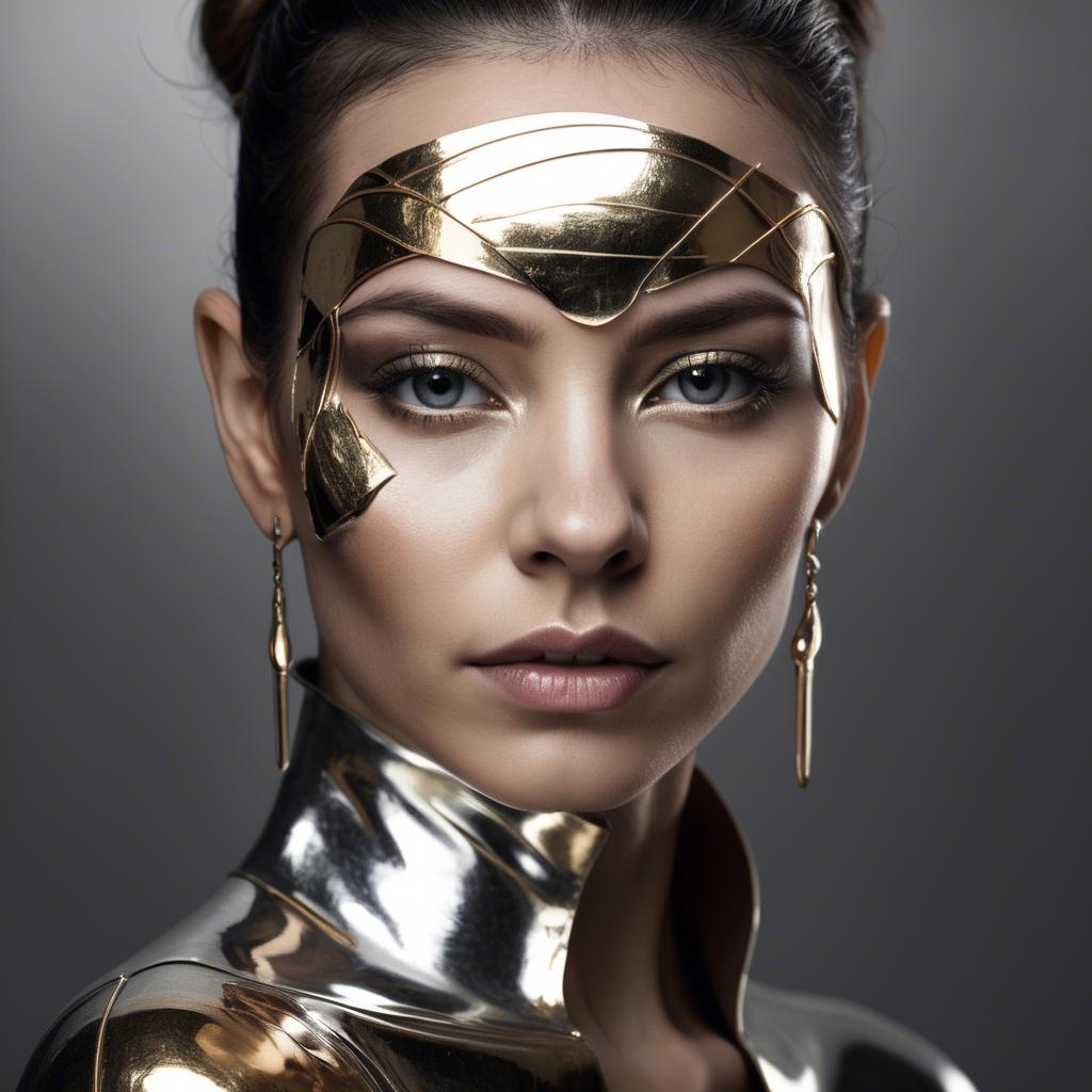 A stunning image of artistic portrait of a woman with metallic accents.