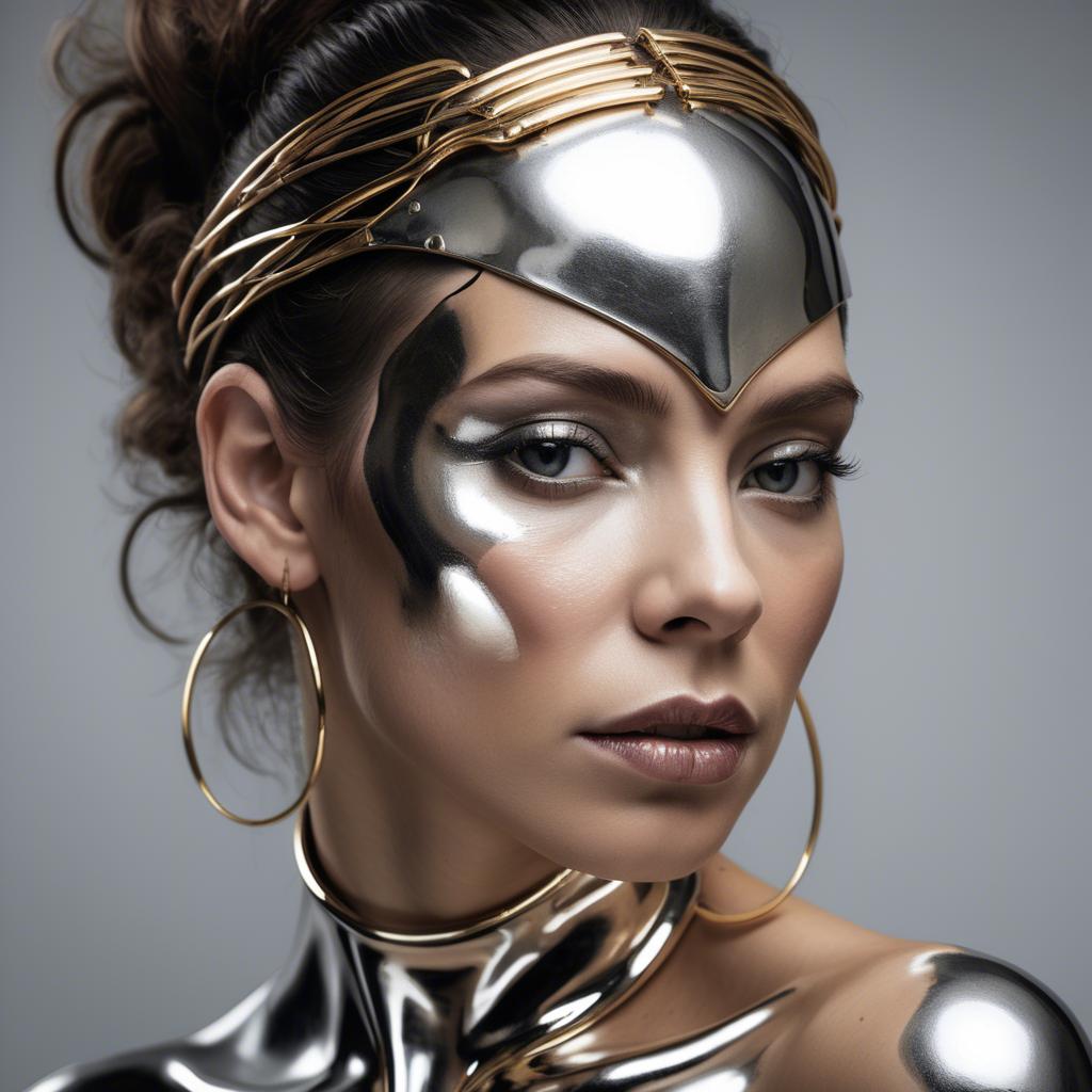 A stunning image of artistic portrait of a woman with metallic accents.