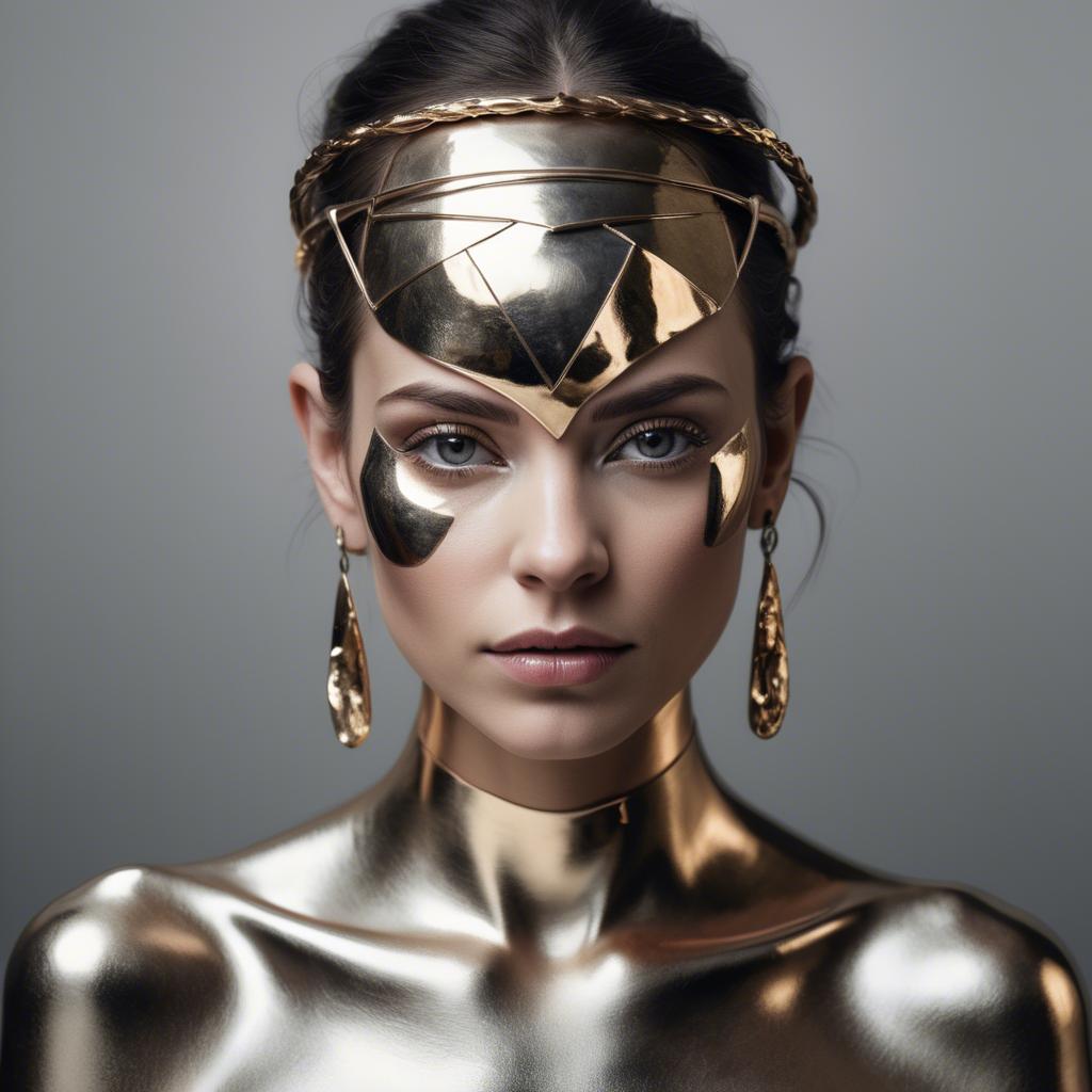 A stunning image of artistic portrait of a woman with metallic accents.