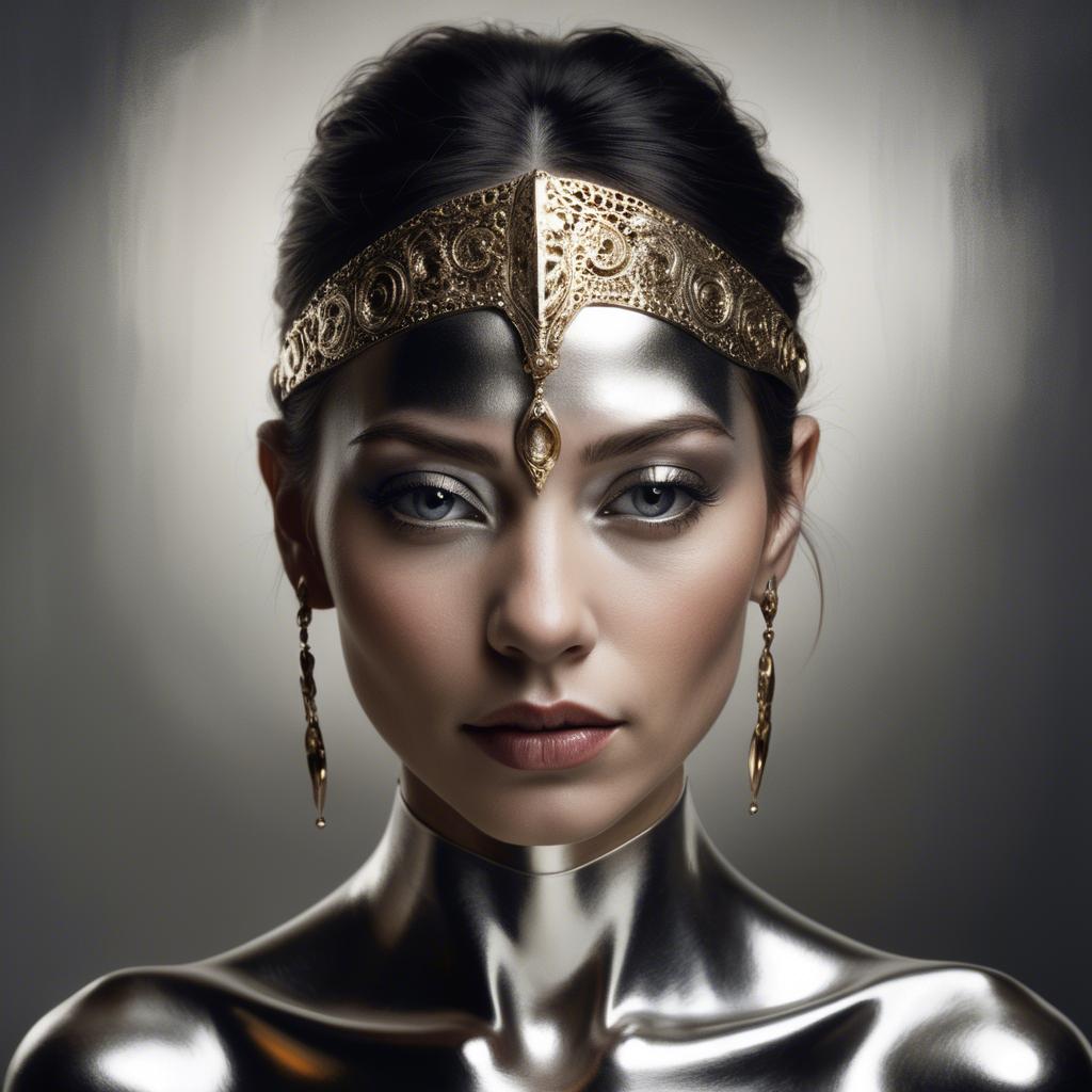 A stunning image of artistic portrait of a woman with metallic accents.