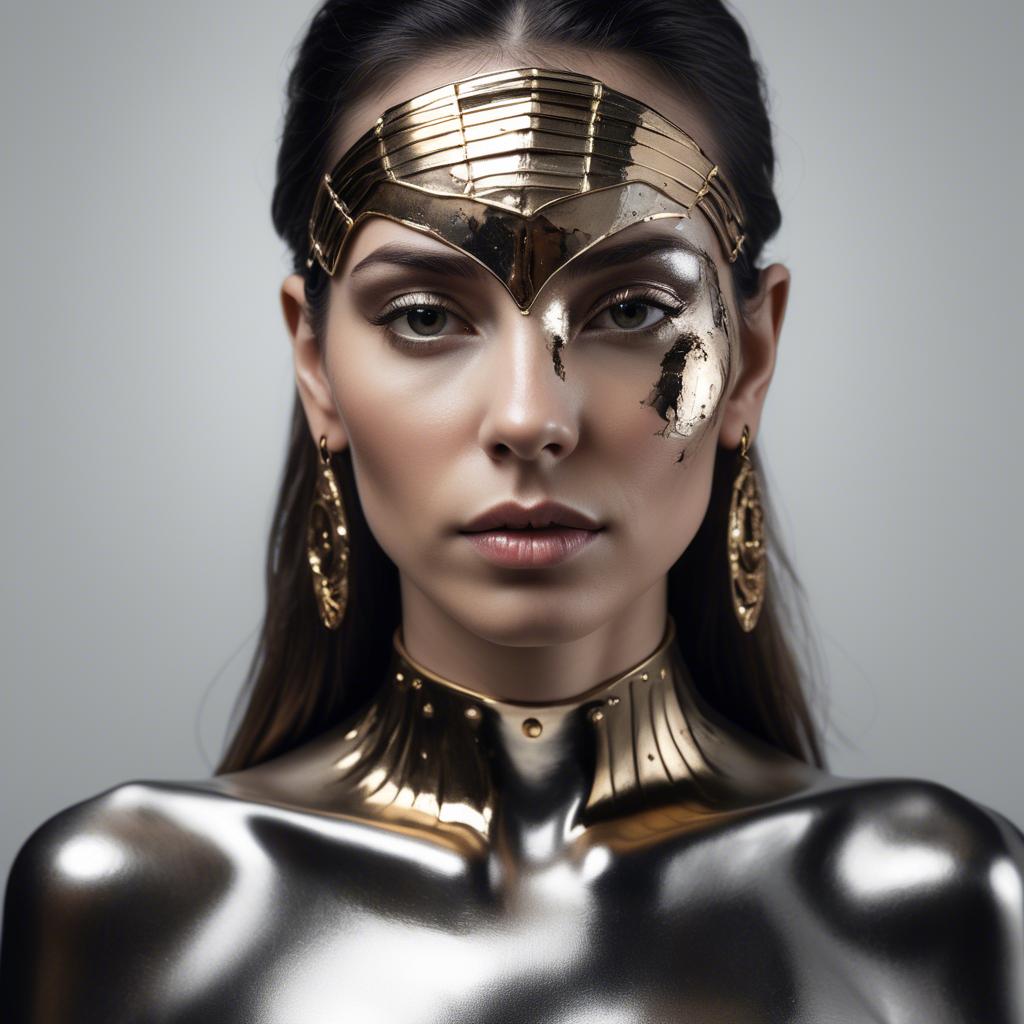 A stunning image of artistic portrait of a woman with metallic accents.