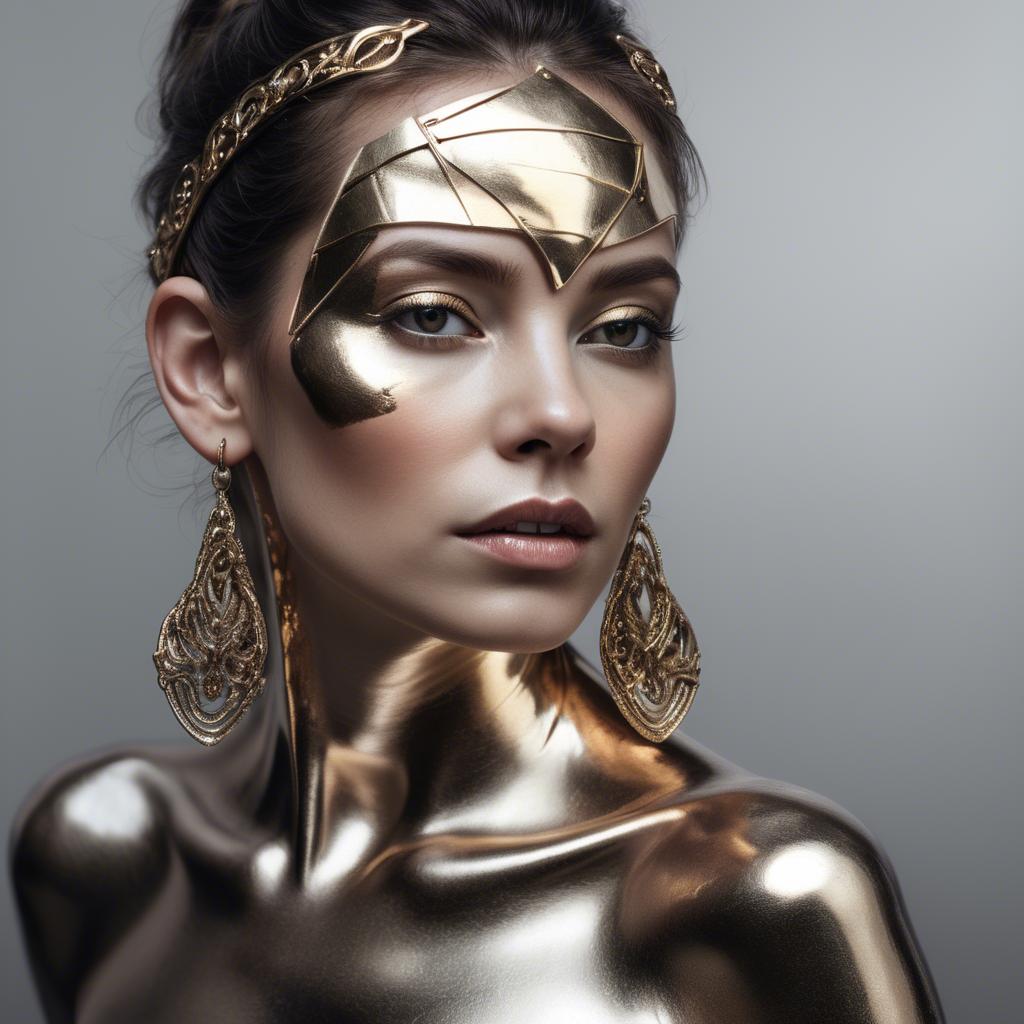 A stunning image of artistic portrait of a woman with metallic accents.