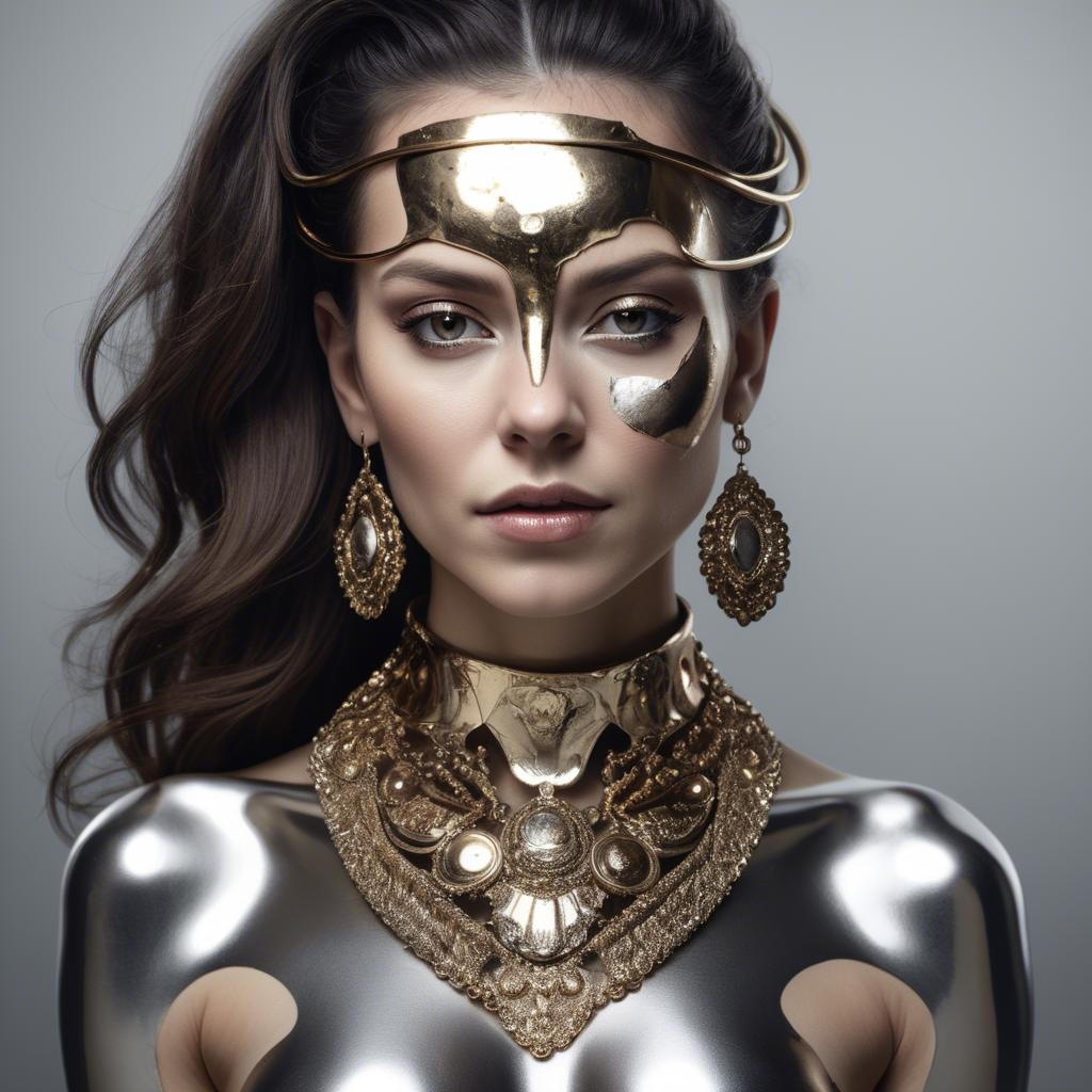 A stunning image of artistic portrait of a woman with metallic accents.