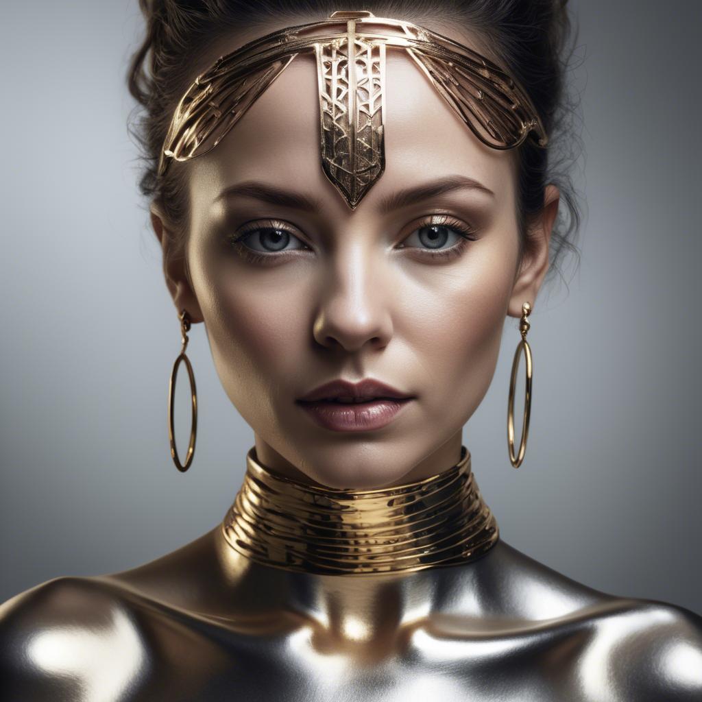 A stunning image of artistic portrait of a woman with metallic accents.
