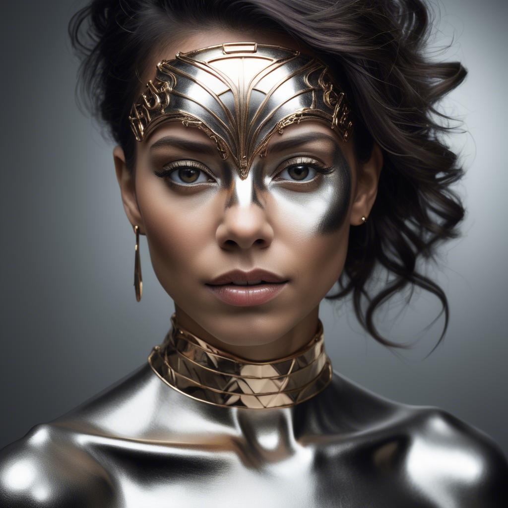 A stunning image of artistic portrait of a woman with metallic accents.