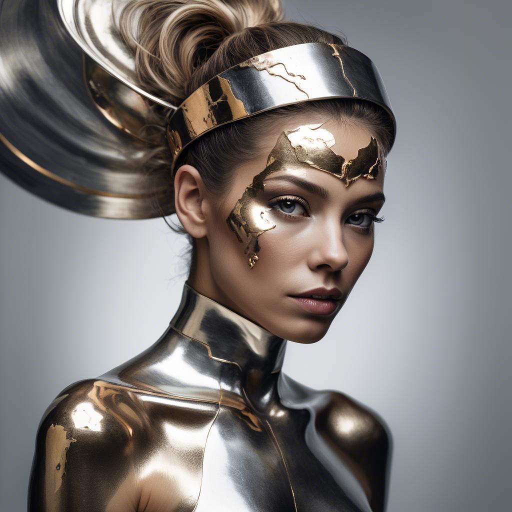 A stunning image of artistic portrait of a woman with metallic accents.