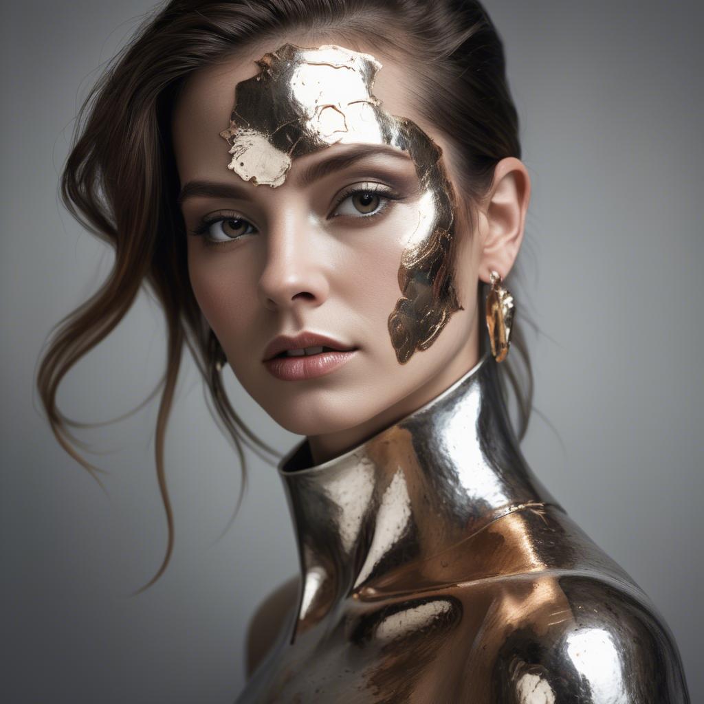 A stunning image of artistic portrait of a woman with metallic accents.