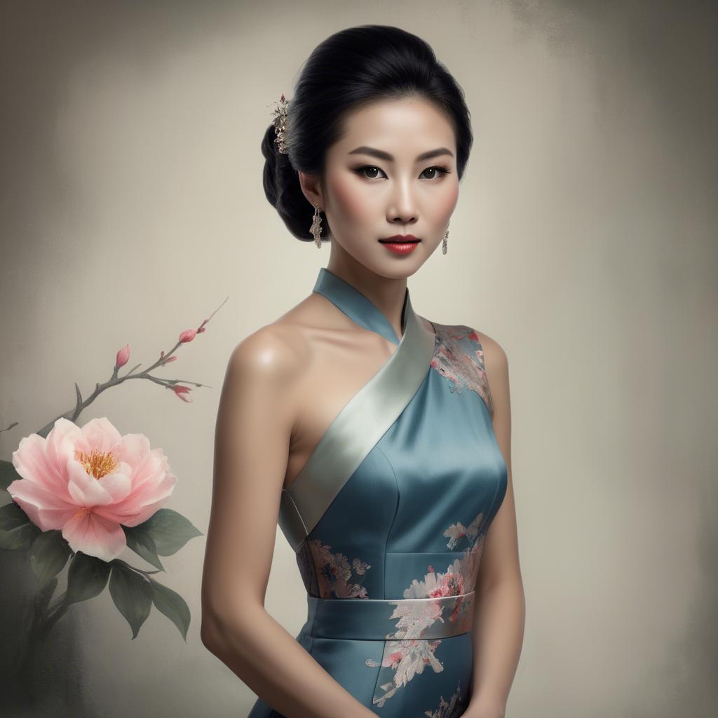 A stunning image of artistic portrait of an elegant asian woman.