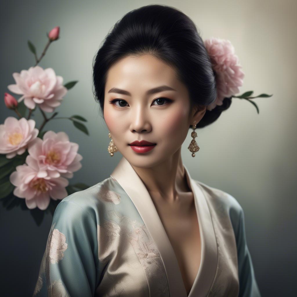 A stunning image of artistic portrait of an elegant asian woman.