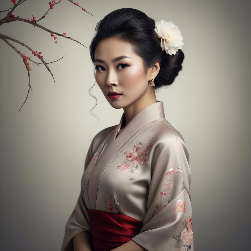 A stunning image of artistic portrait of an elegant asian woman.