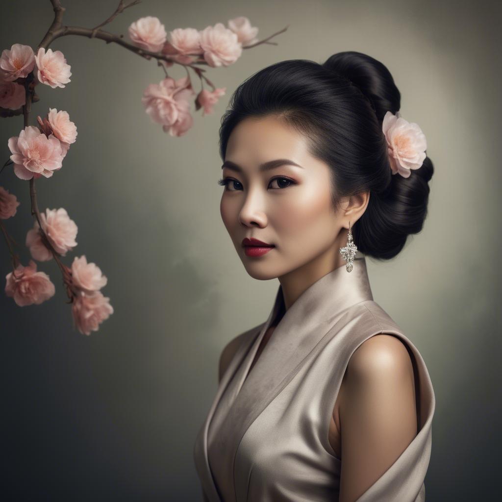A stunning image of artistic portrait of an elegant asian woman.