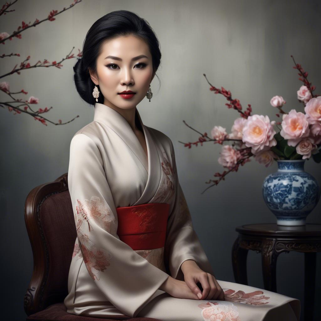A stunning image of artistic portrait of an elegant asian woman.