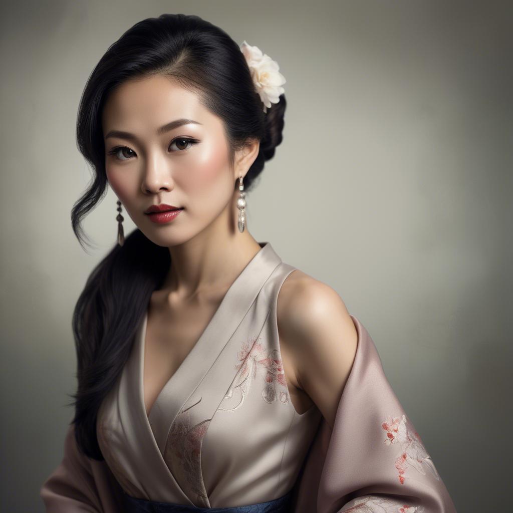 A stunning image of artistic portrait of an elegant asian woman.