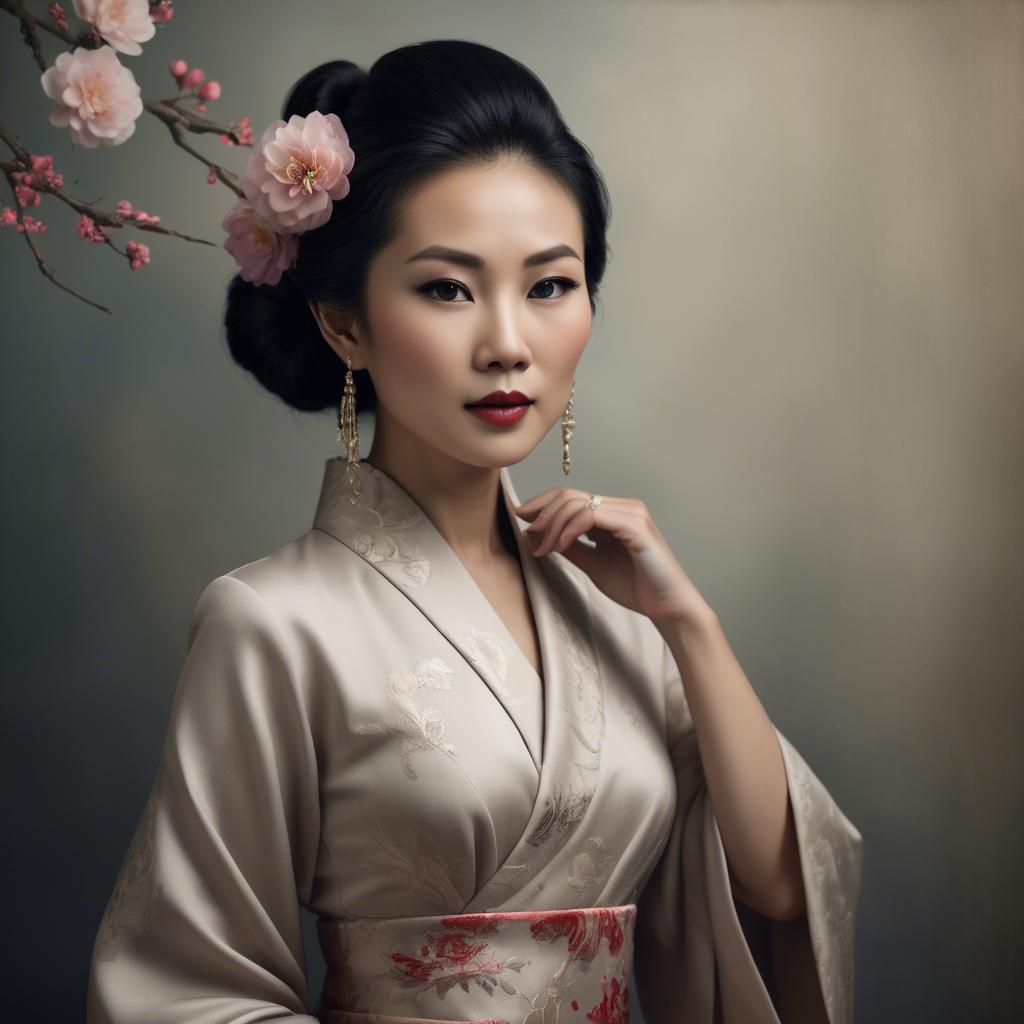A stunning image of artistic portrait of an elegant asian woman.