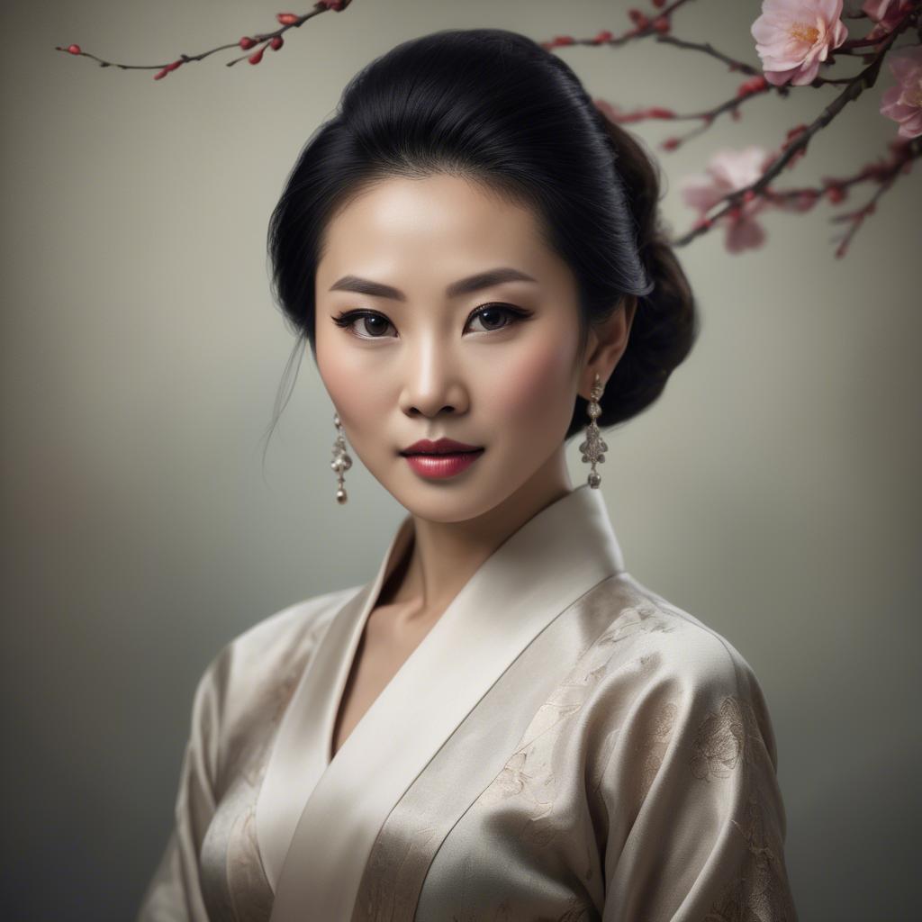 A stunning image of artistic portrait of an elegant asian woman.