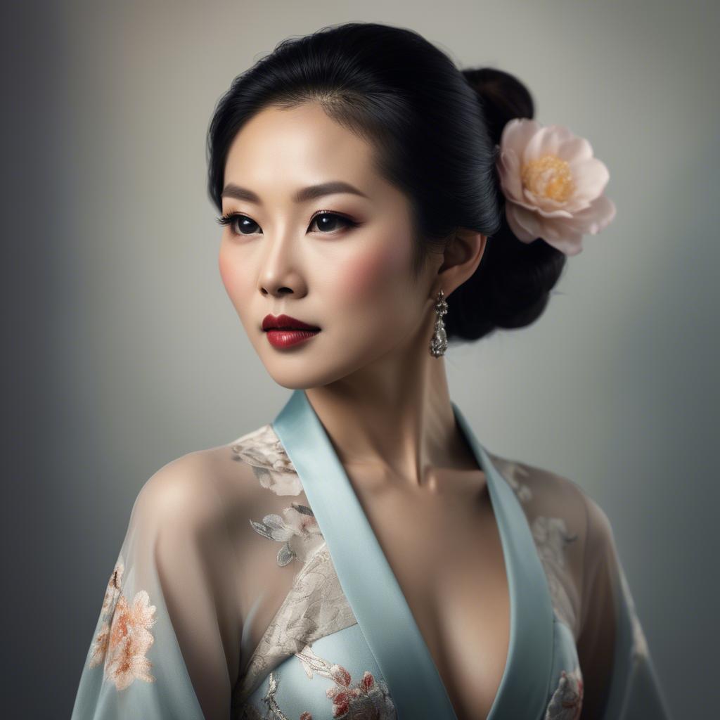 A stunning image of artistic portrait of an elegant asian woman.