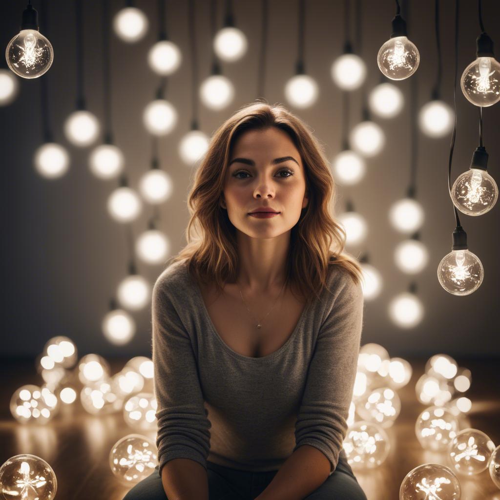 A stunning image of artistic shot of a woman surrounded by floating lights.