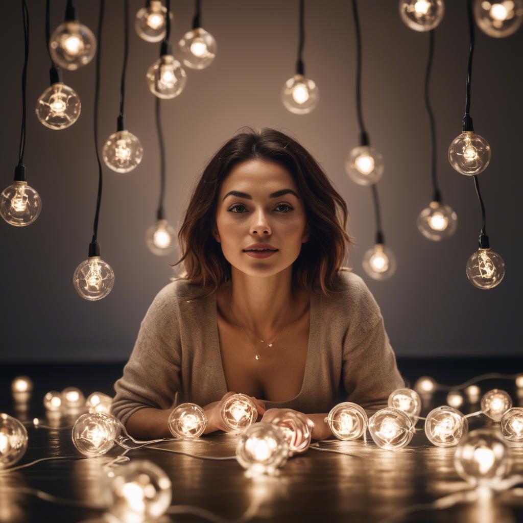 A stunning image of artistic shot of a woman surrounded by floating lights.
