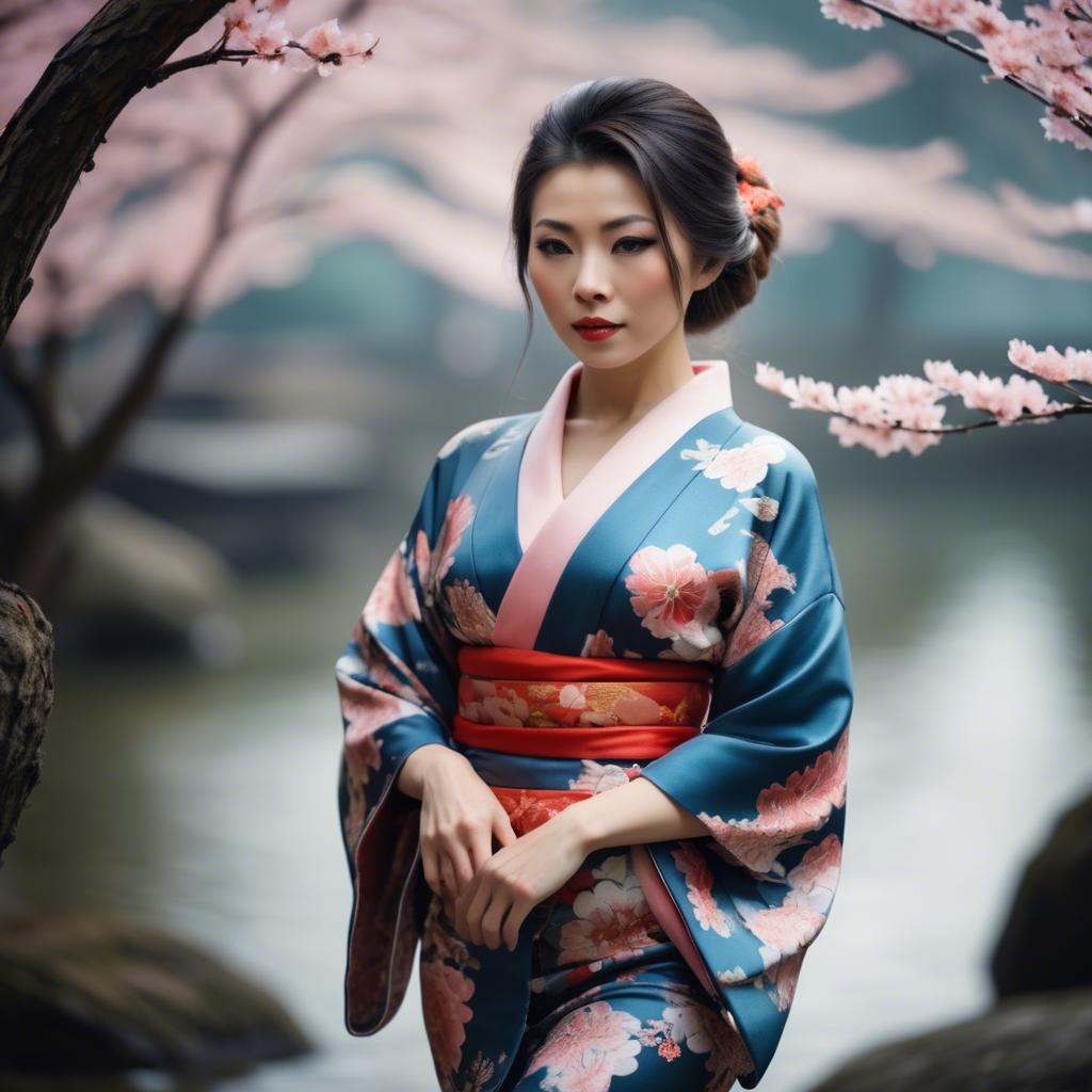 A stunning image of asian woman in kimono, elegant and sensual.