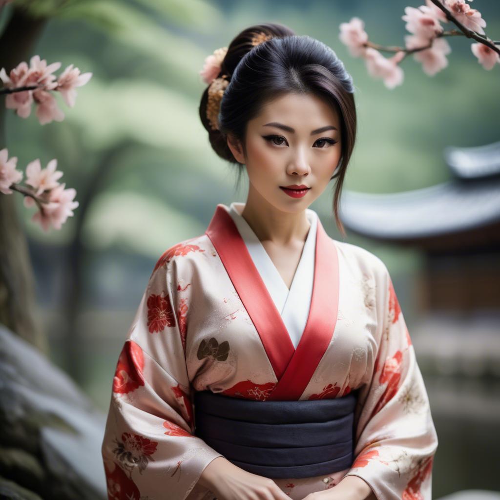 A stunning image of asian woman in kimono, elegant and sensual.