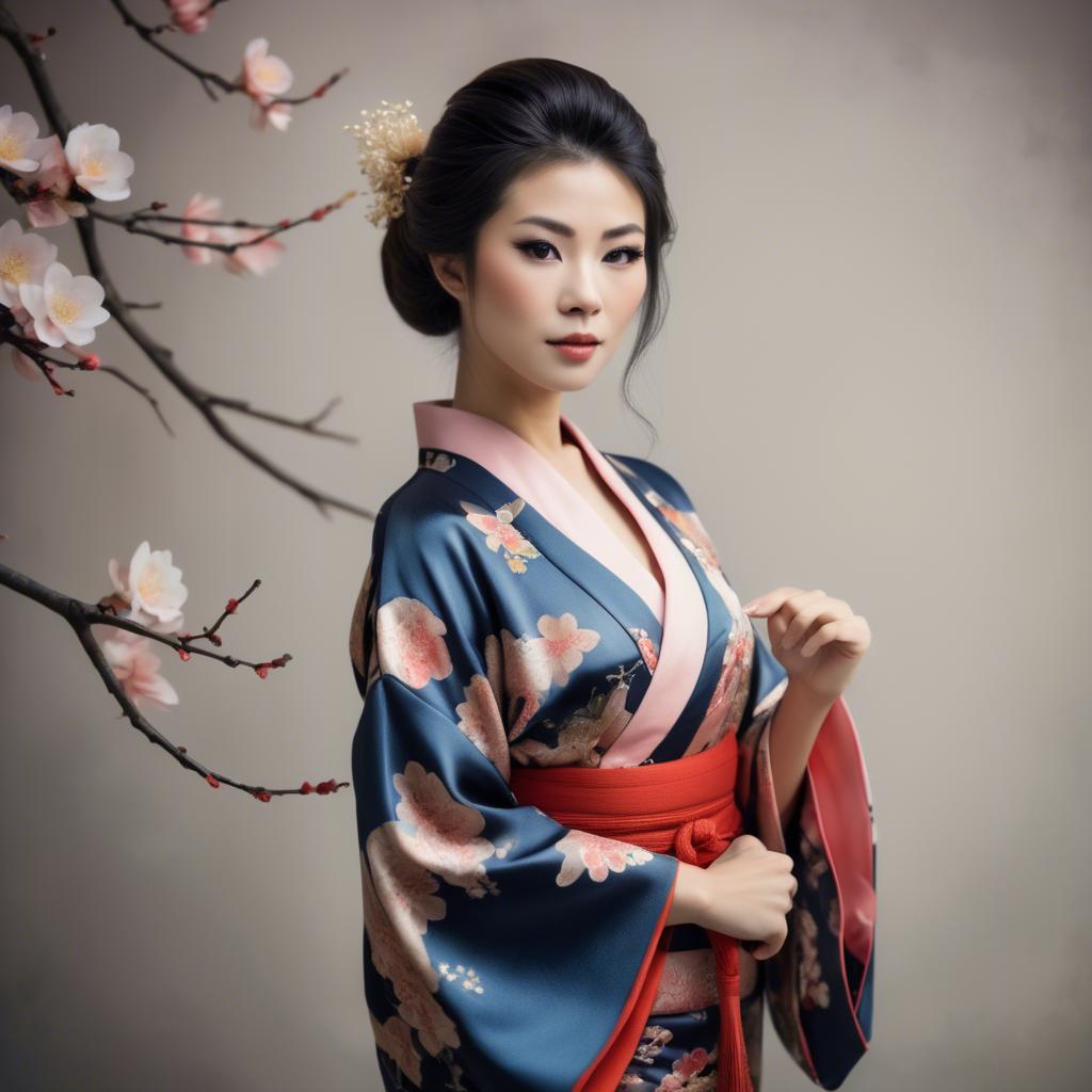 A stunning image of asian woman in kimono, elegant and sensual.