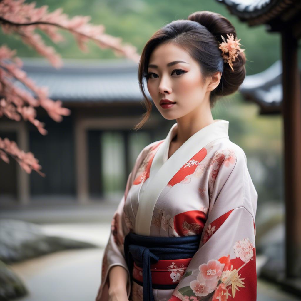 A stunning image of asian woman in kimono, elegant and sensual.