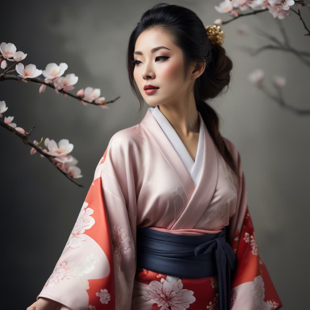 A stunning image of asian woman in kimono, elegant and sensual.